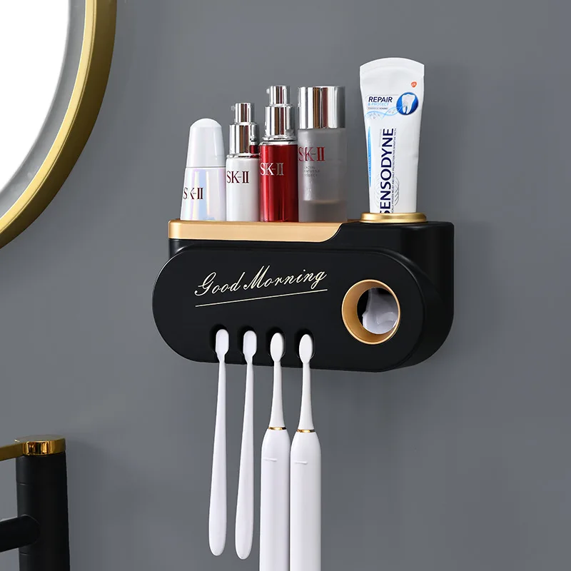 

Многоподвесной держатель для зубных щеток, автоматический дозатор для зубной пасты, стеллаж для хранения косметики, набор аксессуаров для ...