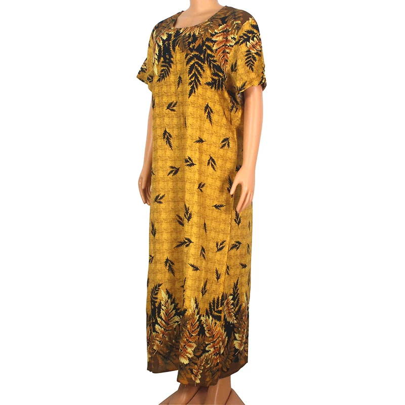 2020 Fashion Summer Modern African Dresses For Women Gold 100% Cotton Floral Print Elegant Mama Maxi Dress With Scarf | Тематическая