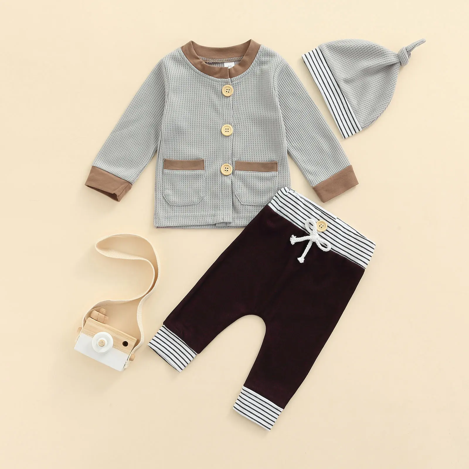 

Autumn Toddler Baby Kid Boy Clothes Set Plaid Top Casual Pants Hats Outfits Children Girls Costumes Clothes