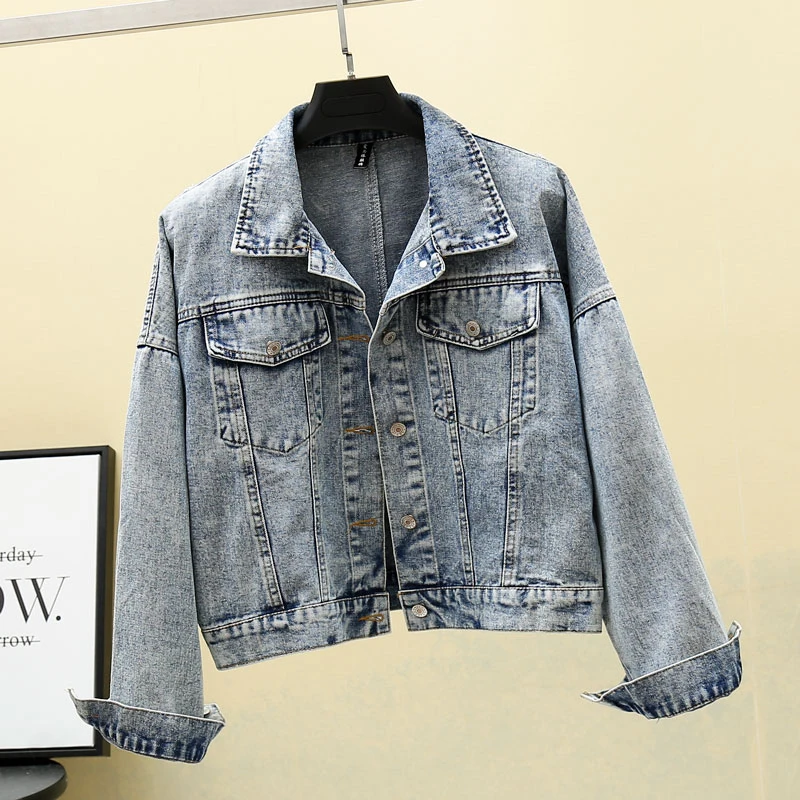 Возможно U Для женщин светильник синие джинсы куртка отложной воротник длинный