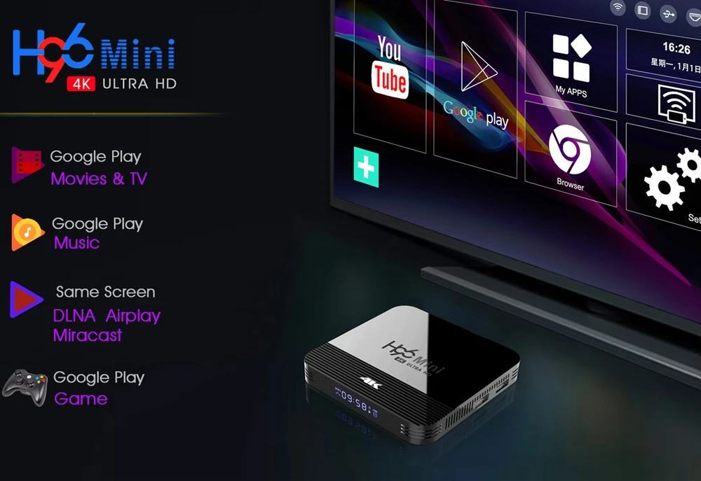 10 шт. Android 9,0 H96 мини H8 Smart tv BOX 1G8G/2G16G RK3228A H.265 4K 2,4G 5GHz WiFi медиаплеер телеприставка