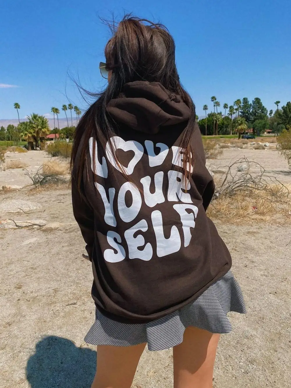 

Casual Loose Hooded Pullover Oversize Long Sleeve Sweatshirt Hip Hop Streetwears Letter Printing Girltops Spring Autumn Clothing
