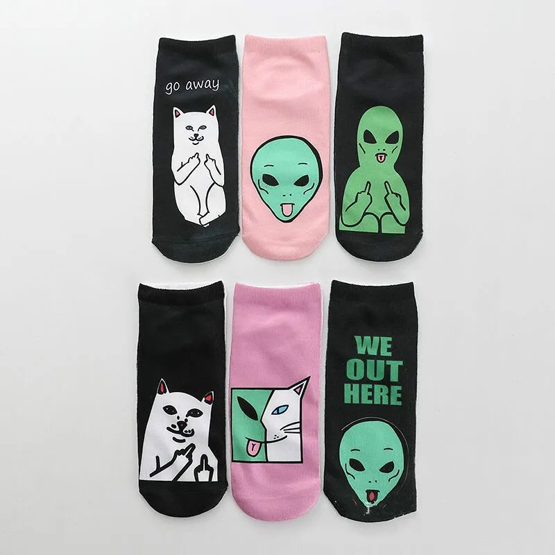 1 пара женские хлопчатобумажные носки на Хеллоуин креативные забавные башмачки с