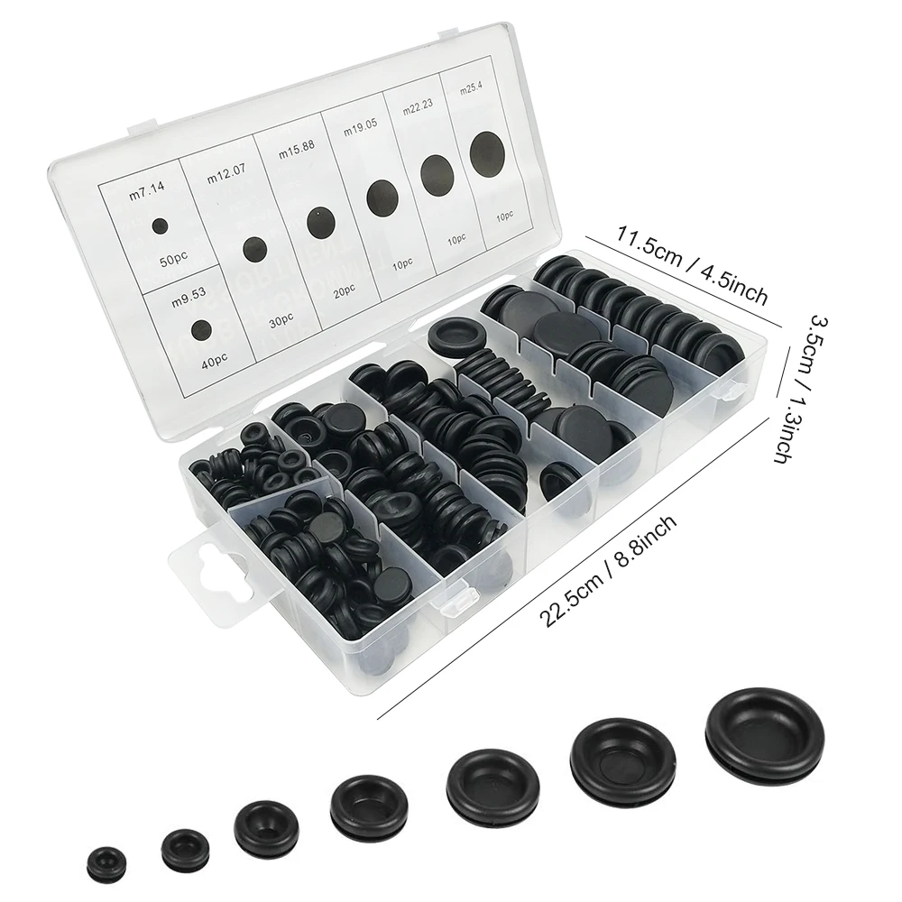170pcs Black Rubber Grommet Firewall Hole Plug Retaining Ring Set Car Electrical Wire Gasket Kit For Valve Water Pipe tools set |