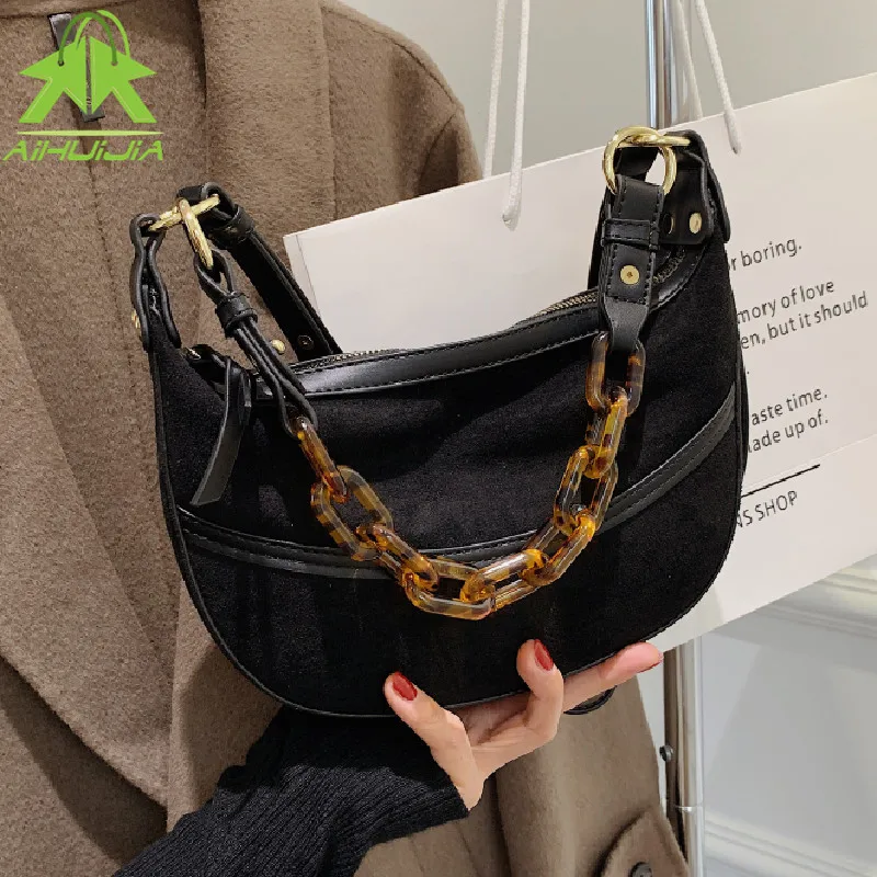 

Fashion Chain Handbag for Women High Quality Scrub Shoulder Bags 2021 The New Luxury Designer Crescent All-match Messenger Bag