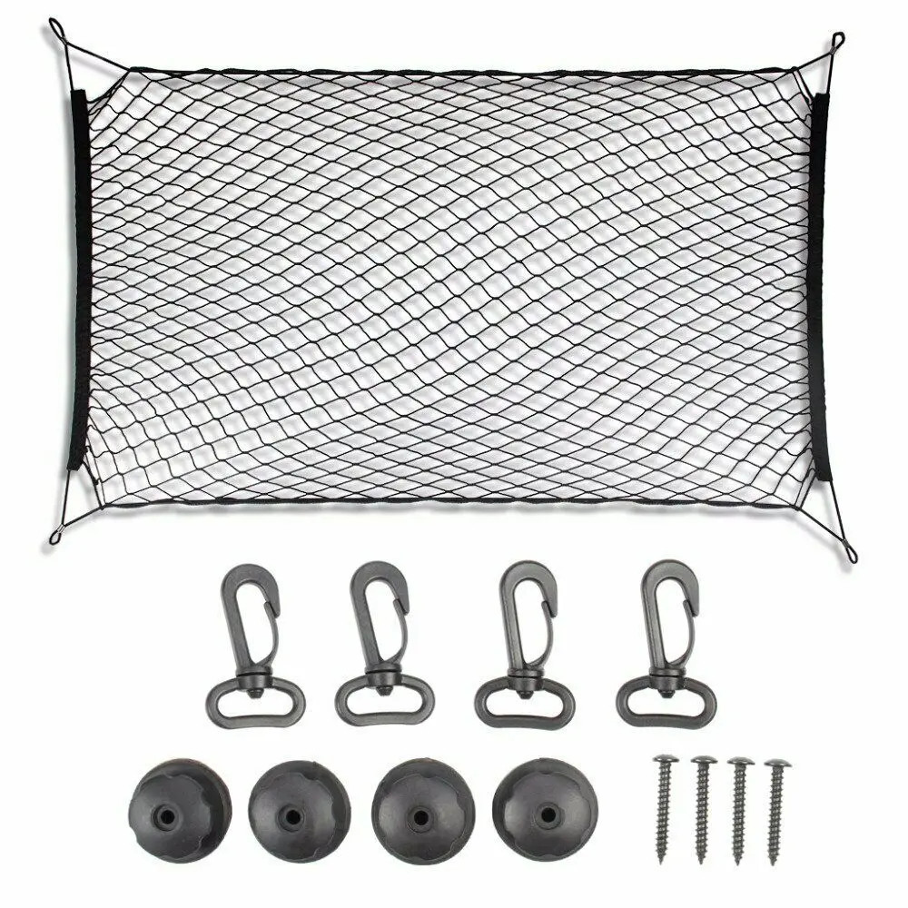 

110 * 60cm Universal Car Trunk Net Luggage Storage Cargo Organizer Nylon Stretchable Elastic Mesh Net With 4 Plastic Hooks