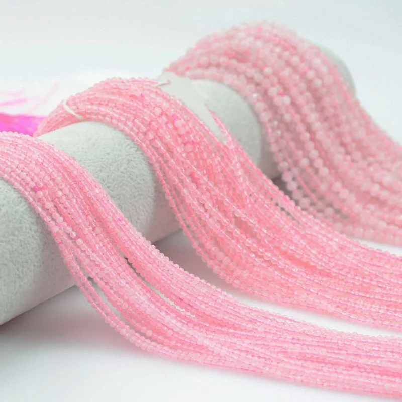 Граненые бусины из натурального камня с розовыми кристаллами 2 3 мм полуфабрикаты