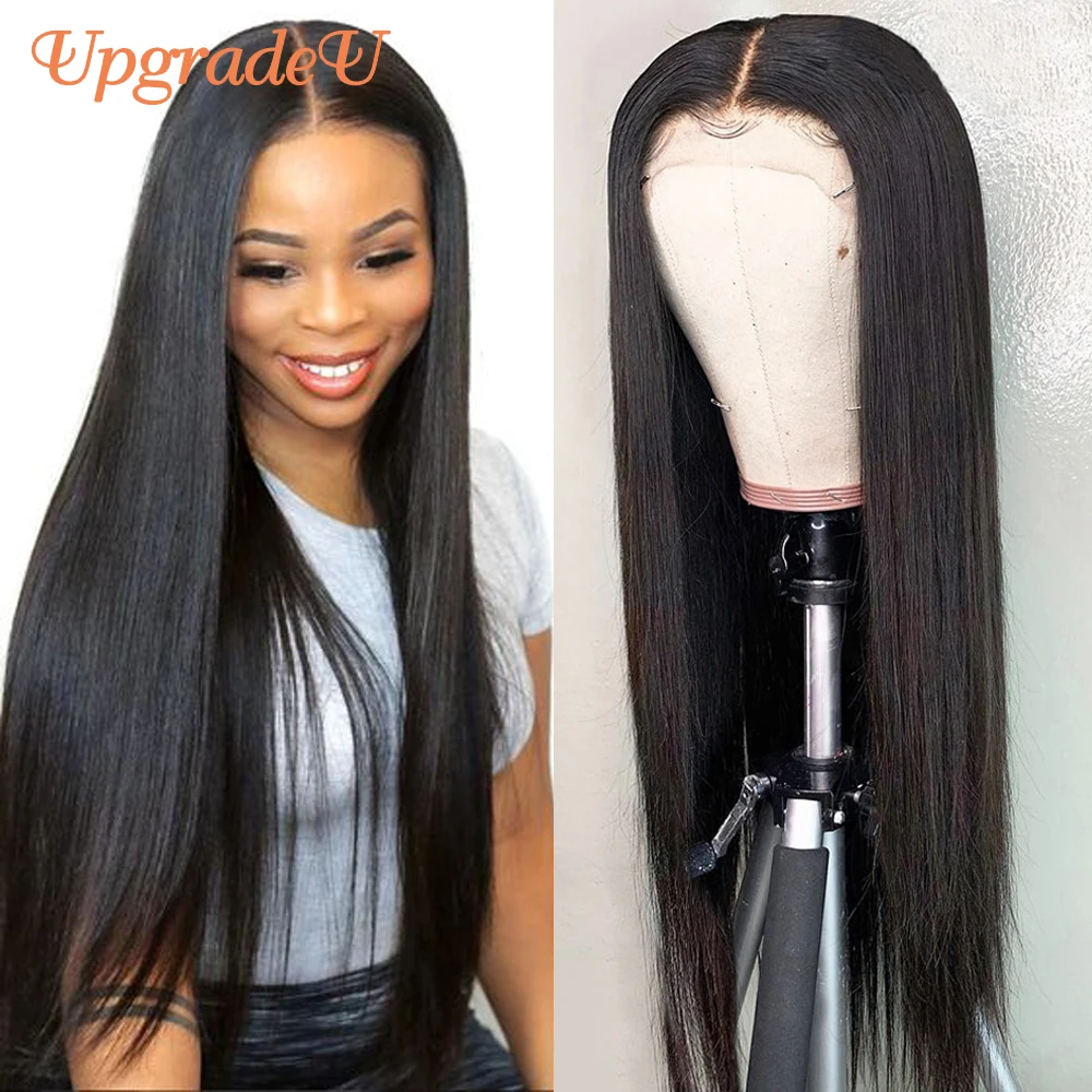 UpgradeU Straight Human Hair Wigs For Women Lace Part Front Human Hair Wigs Remy 180 Density Brazilian Lace Frontal Wig 30inch