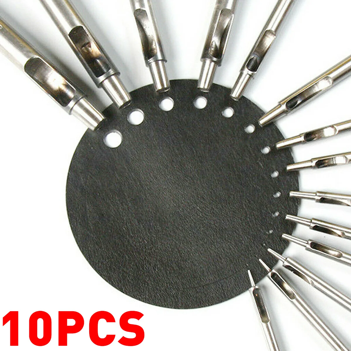 

10PCS Drilling Leather Punching Tools Kit Belt Punches DIY Handmade Round Hollow