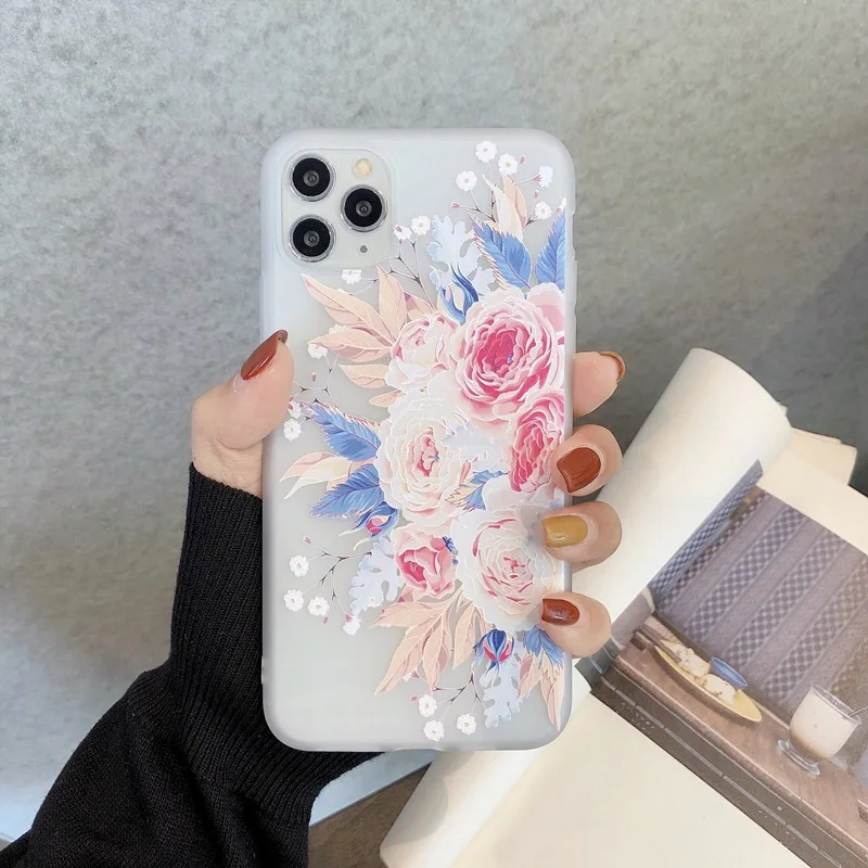 Силиконовый чехол с цветами для телефона iphone 11 pro xr x xs max 7 8 plus 6 6s se 2020 мягкий полным