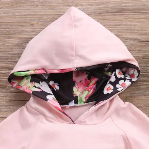 

Winter Baby Girls Clothes Printed Floral Girls Pant Sets Newborn Infant Girls Clothes Hooded Tops T-shirt+Floral Pants Set 0-24M