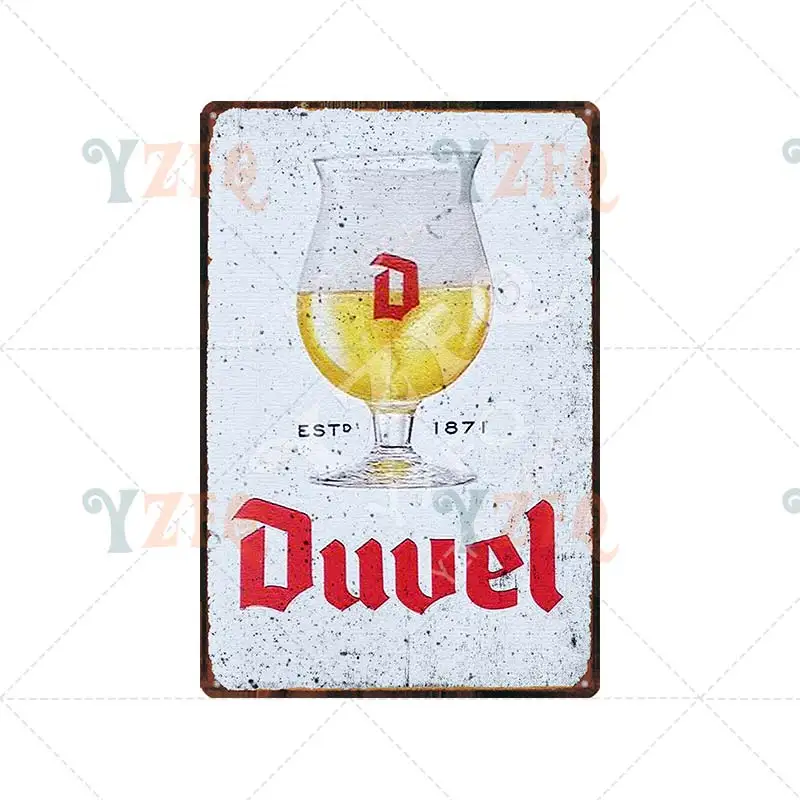 

YZFQBelgian Beer Tin Metal Signs Plaque Metal Vintage Wall Music Bar Restaurant Home Man Cave Decor Wall Stickers DU-9568B
