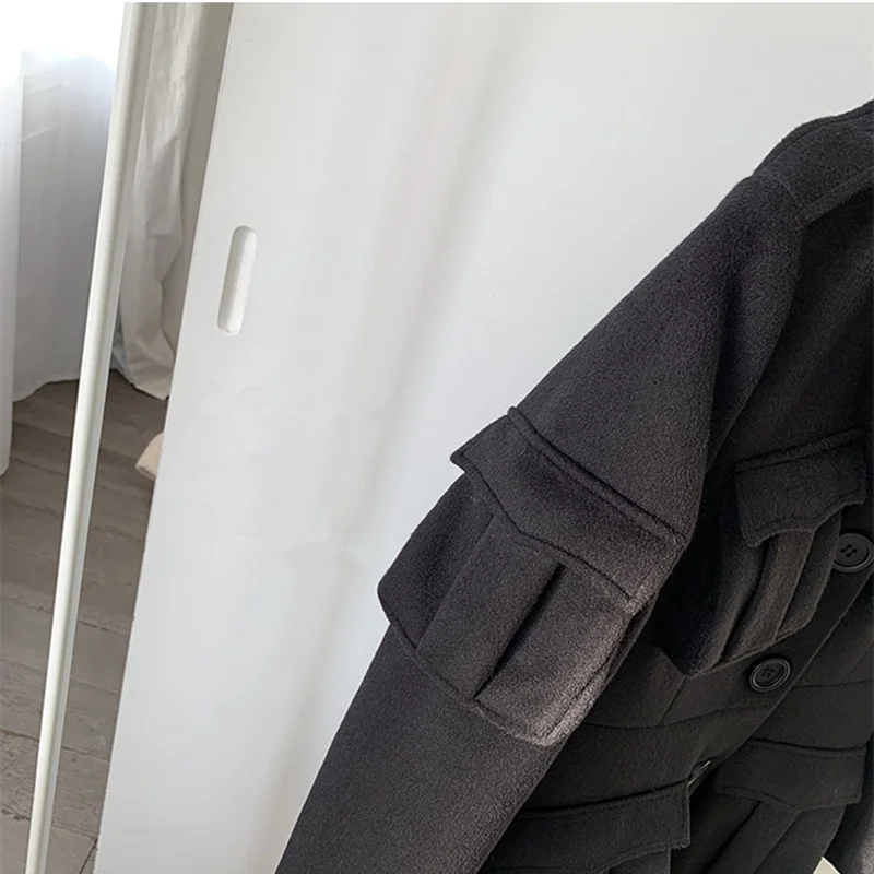 Модное шерстяное пальто женское длинное на осень и зиму новое универсальное