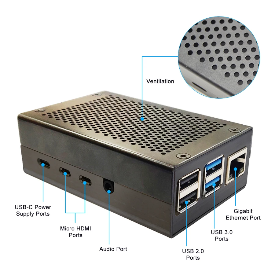 Чехол для Raspberry pi 4B алюминиевый сплав металлический и корпус Сетчатое