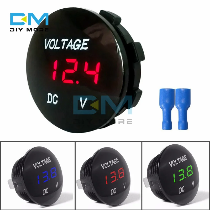

Mini Round LED Panel Digital Voltmeter Tester DC 5V-48V Waterproof Car Motorcycle Battery Capacity Display Voltage Meter