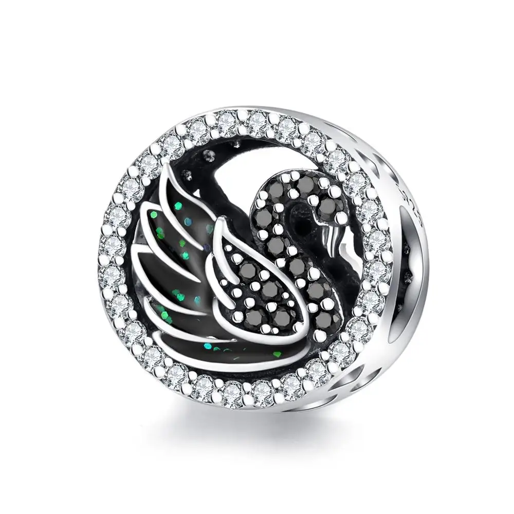 Fit Pandora браслет серебро 925 CZ Лебедь петух бусины S925 Красная эмаль деньги кот Ленивец украшения в виде слонов для изготовления ювелирных изделий