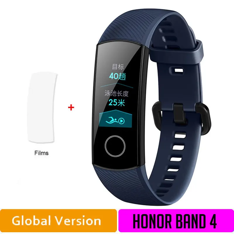 Браслет HONOR Band 4, умный фитнес-браслет, трекер, спортивный браслет, трекер активности в реальном времени, смарт-носимые устройства - Цвет: BlueGlobal4 add F