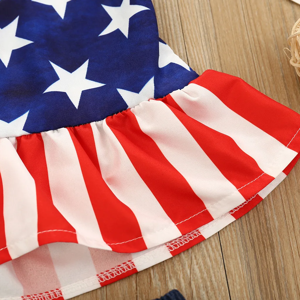 Комплект детской одежды 4 июля топы и шорты с принтом звезд для мальчиков девочек