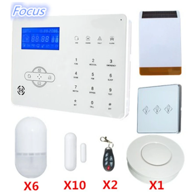 Voice Prompt GSM Burglar Alarm System Home Safety protection Alarm System  With Outdoor Solar Siren and Smart Power switch