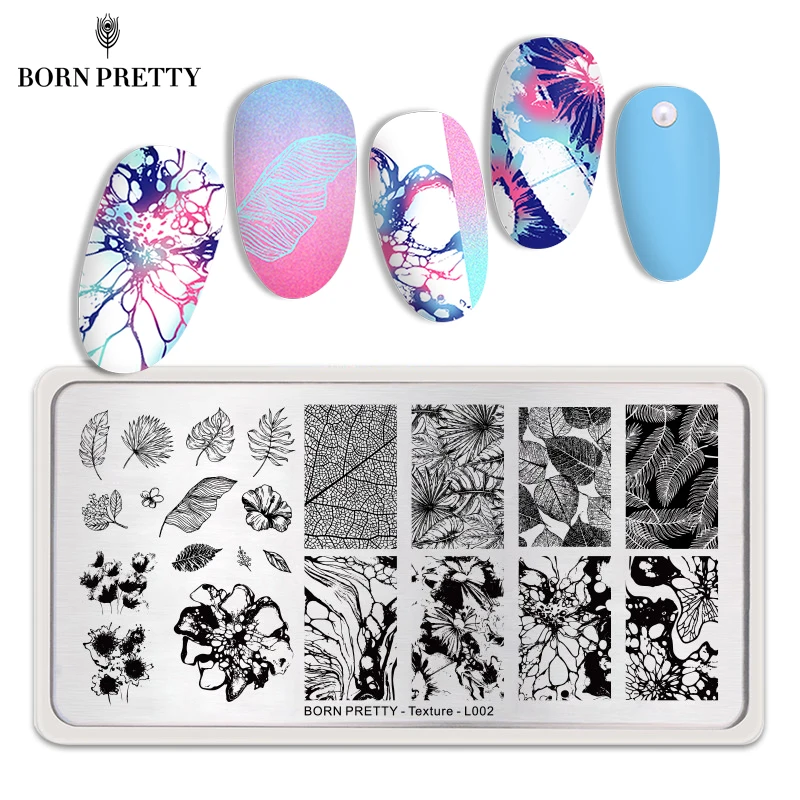 Текстурные штамповки для ногтей BORN PRETTY леопардовые осенние прямоугольные