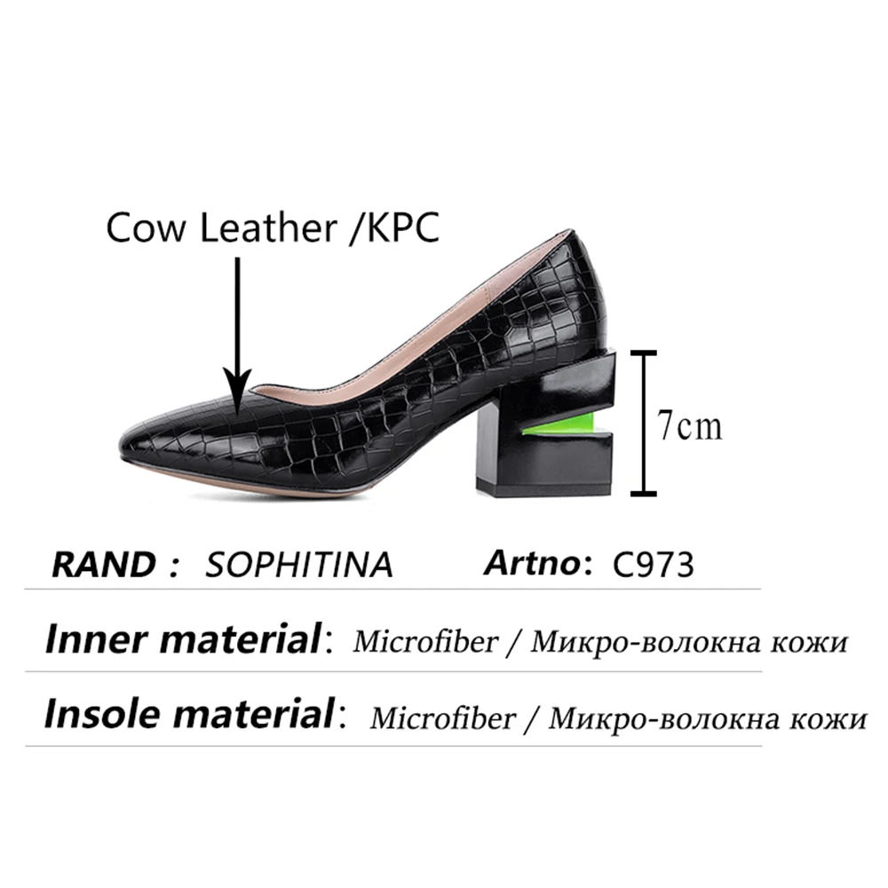 SOPHITINA Fashion Women's Pumps Comfortable Square Heel Square Toe Crocodile Pattern Pumps Casual Shallow Office Lady Shoes C973