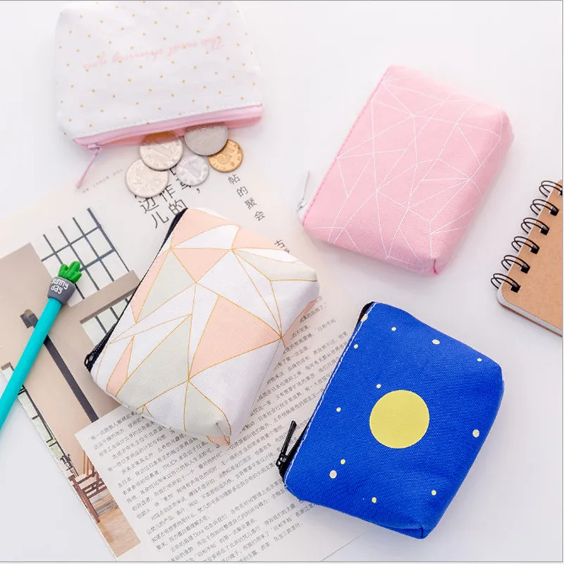 Кошелек для монет карман денег Холщовый большой чехол с принтом звезд Луны