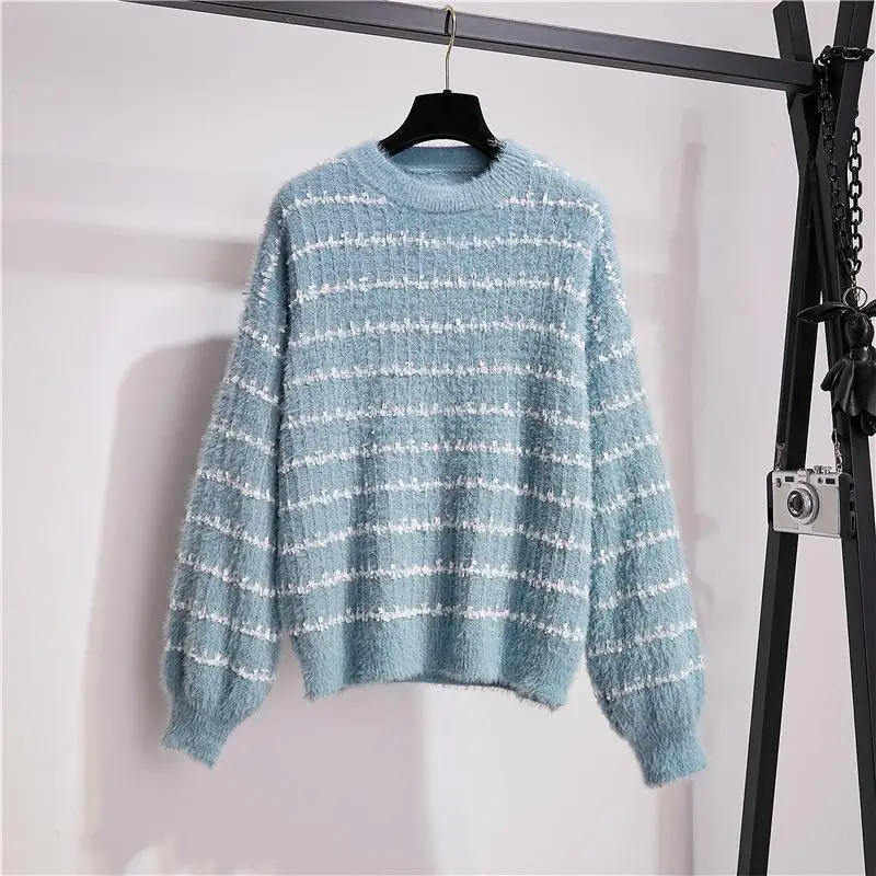 ICHOIX Женский комплект 2 шт. мягкий норковый кашемировый свитер + твидовая юбка