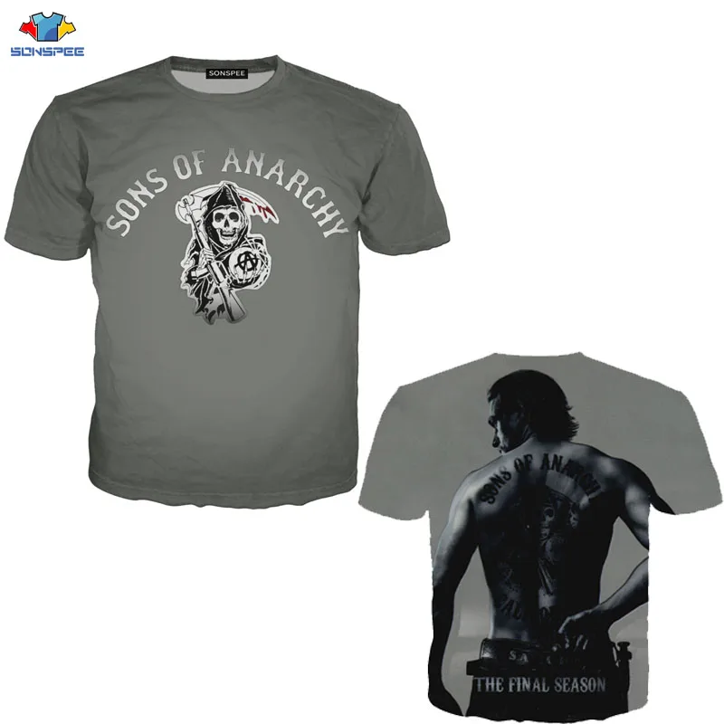 SONSPEE Sons of Anarchy 3D T-Shirt for Men Motorcycle Racing Compression Shirt with Engine Design image 4