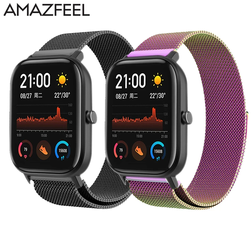 Браслет для Amazfit gts ремешок Миланская петля ремешок для часов для Huami Amazfit bip gtr 42 мм 47 мм металлический ремешок из нержавеющей стали