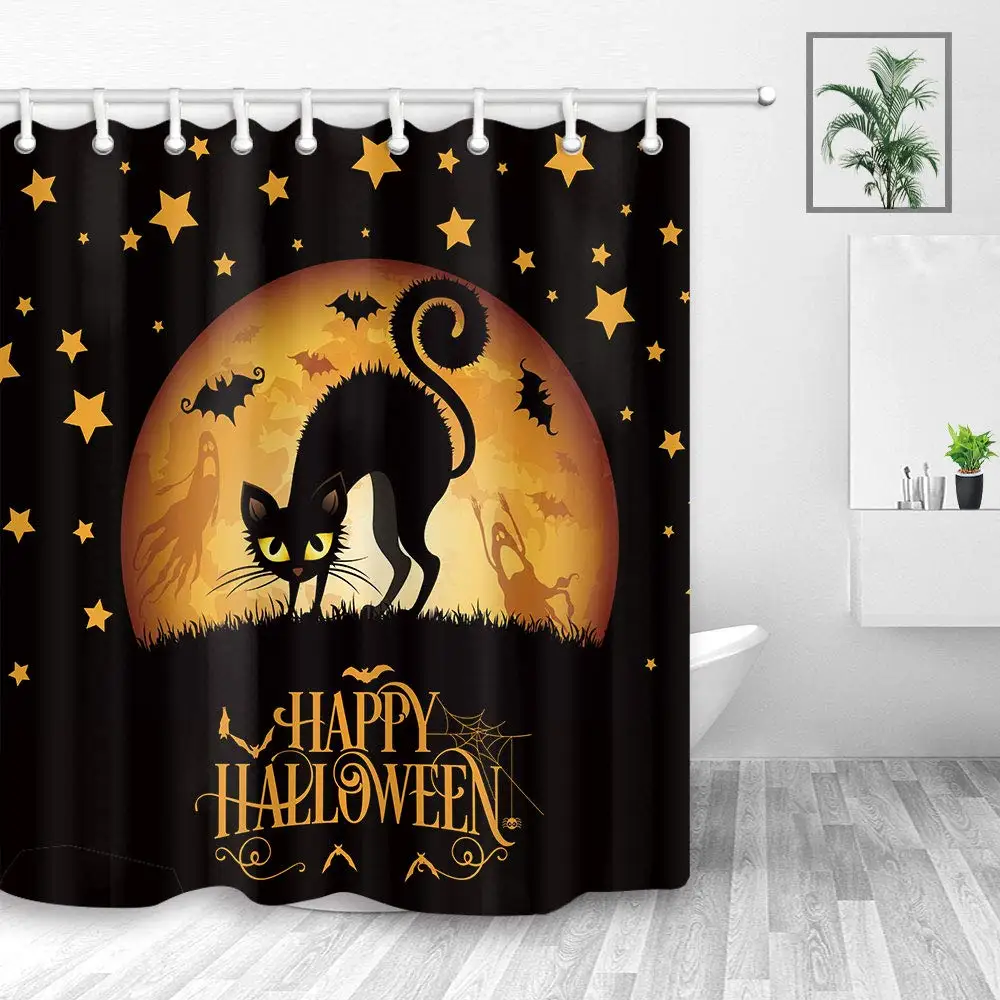 Cary Cat в готическом лесу ночью с летучей мышью Летающий полиэстер