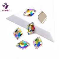yanruo 3211 lemon shape clear crystal glass sew on rhinestones flatback gemstones elegant dresses of stones
