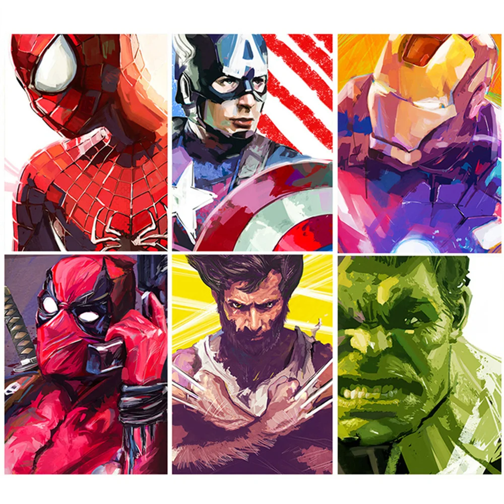 

DIY Watercolor painting Painting By Numbers For Adult Children Classic Superhero poster HandPainted Oil Painting Wall Decor Gift