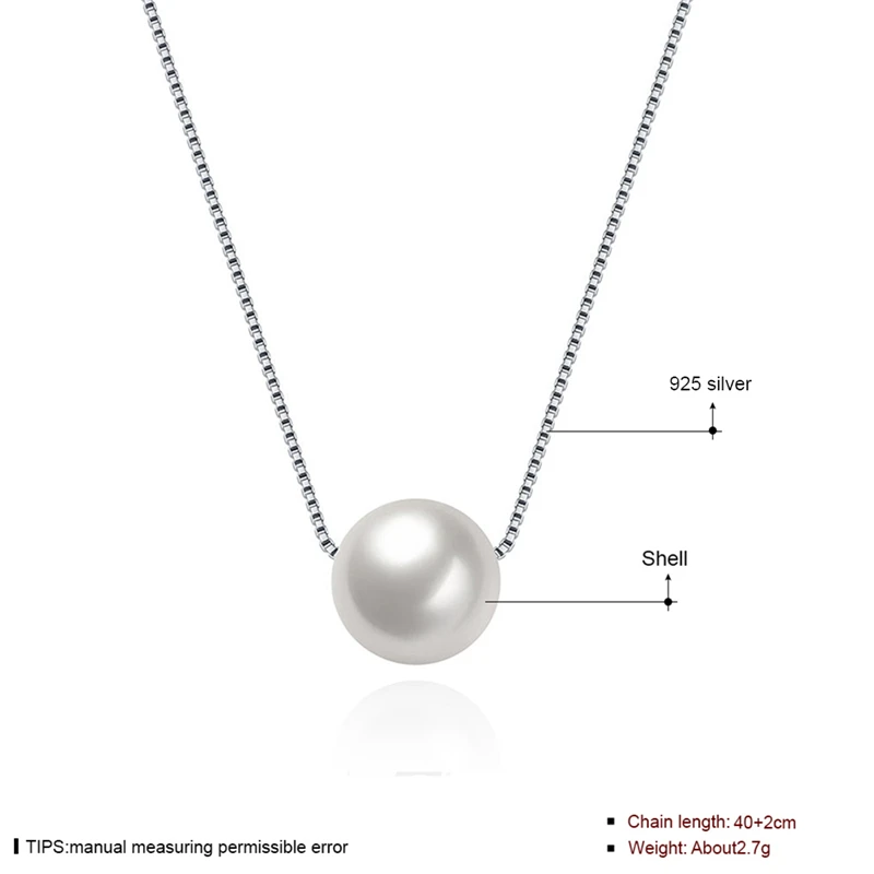 

XINSOM 925 Sterling Silver Necklace For Women Girls Elegant Pearl Pendant Necklace Party Wedding Jewelry Birthday Gift 21XS118