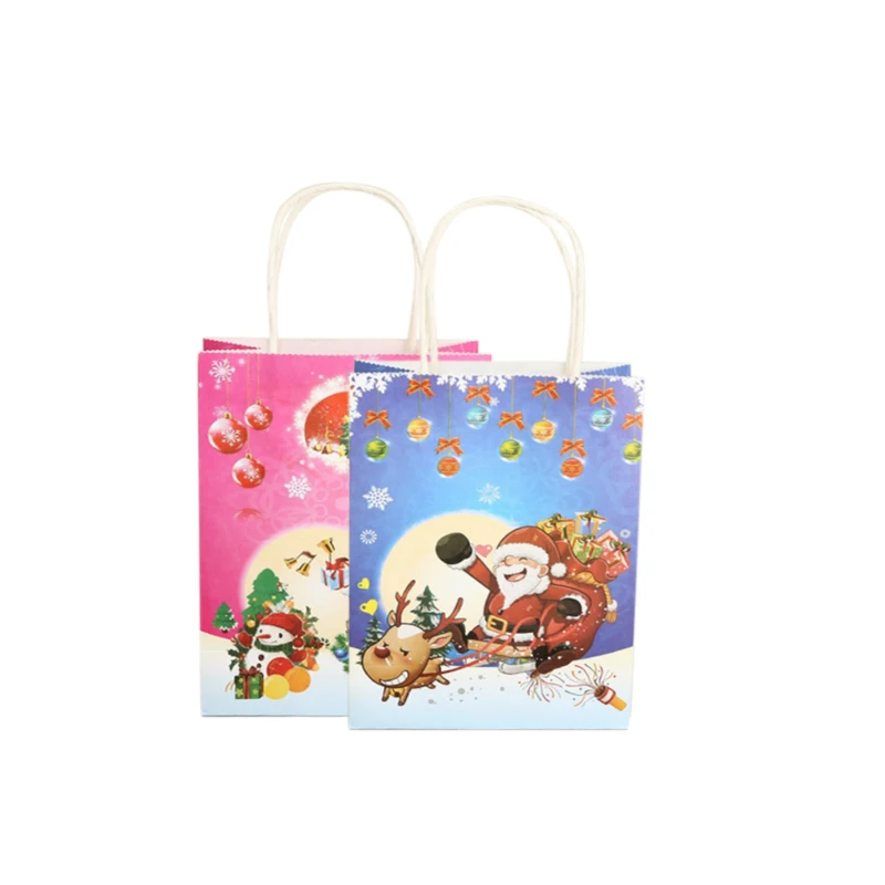 10pcs/lot 21x15x8cm Kawaii Cartoon Santa Claus Paper Bag With Handles Decoration Multifunction Gift Bags |