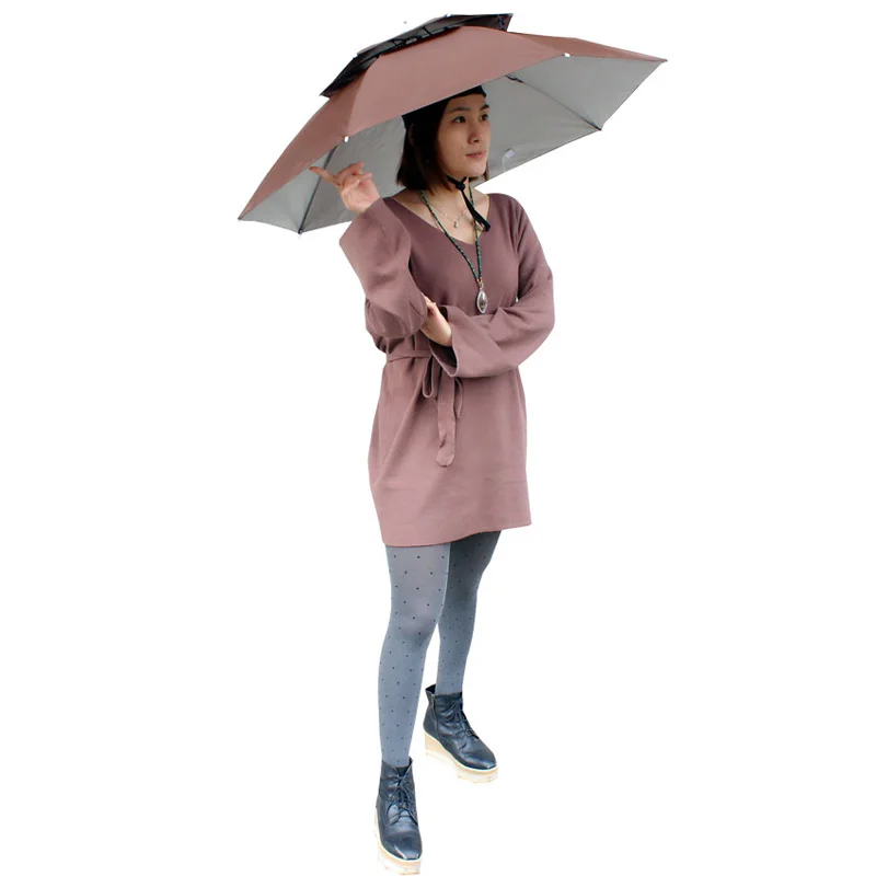 95Cm Foldable Head Umbrella Hat Anti-Rain Anti-Uv Outdoor Fishing Caps Portable Travel Hiking Beach Fish Tackle Rain Gear Grey | Спорт и