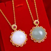 sunflower pendant chain with whitegray stone yellow gold filled classic womens girls charm pendant necklace gift