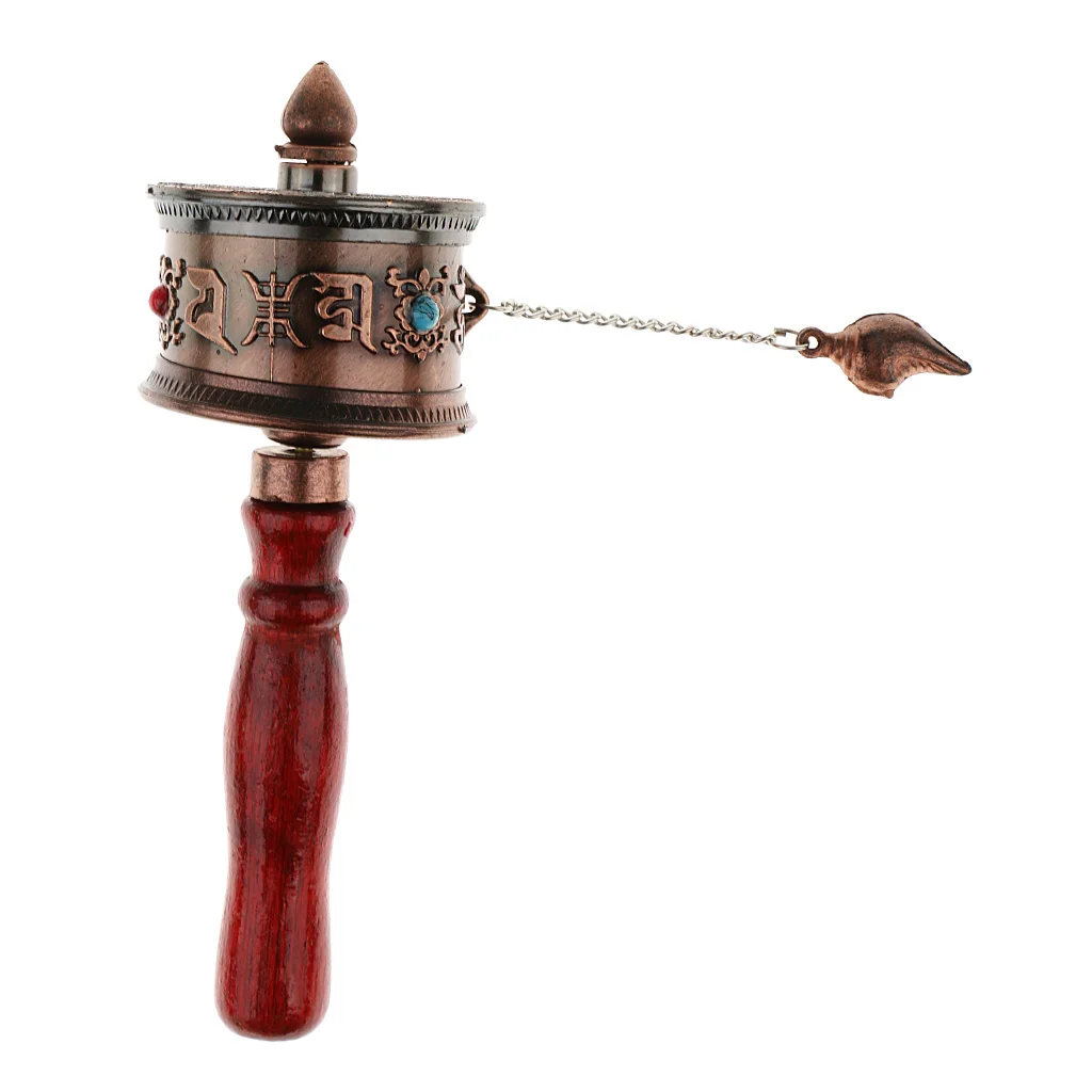

5.5 inch Plastic Tibetan Prayer Wheel Buddhism Wood Instrument with om mani padme hum Six Words