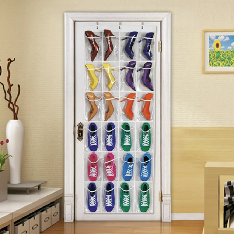 

24 pocket Mesh Cloth Box Hanging Bag Wall-mounted Sundries Organizer Holder Room Door Behind Shoes Slippers Storage Bag