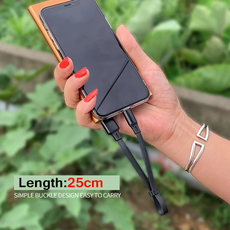 Портативный кабель USB 25 см Micro Type C зарядное устройство 2 4 А быстрая зарядка для Xiaomi