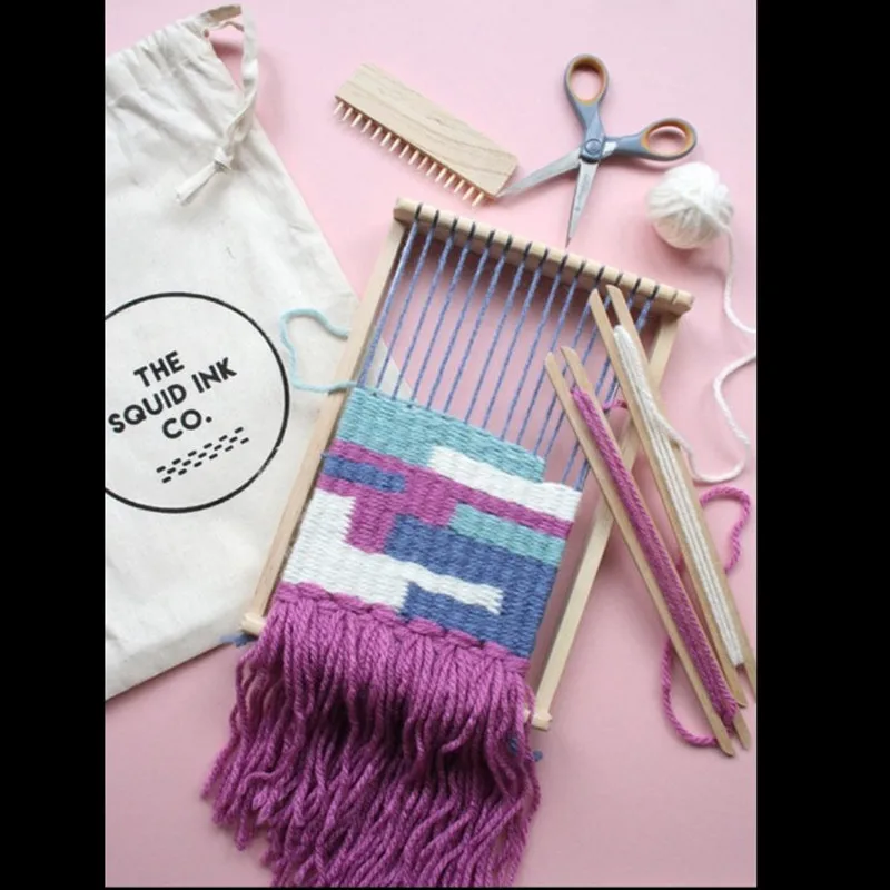 DIY гобелен ручной работы ткацкий станок маленькая рамка дерево имитация