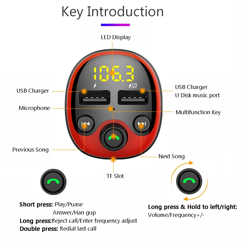 JINSERTA, fm-передатчик, Aux модулятор, Bluetooth 5,0, громкая связь, автомобильный аудио MP3 плеер, двойной USB, автомобильное зарядное устройство, поддержка TF, U диск