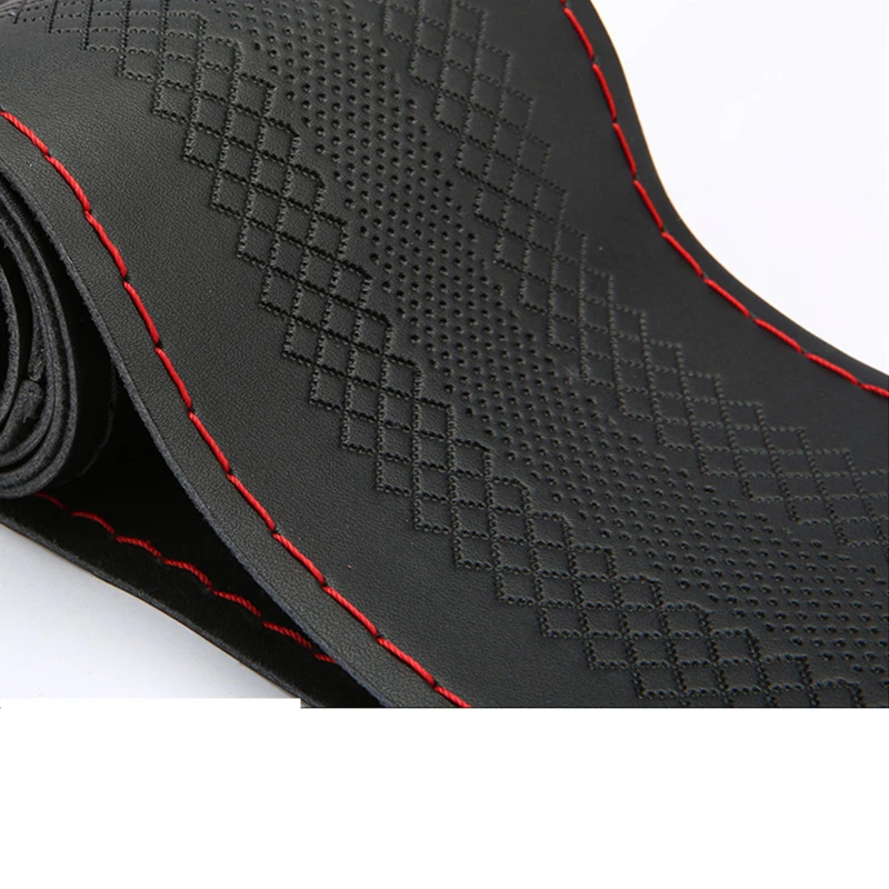 Кожаный чехол для руля с тиснением всесезонный универсальный из воловьей кожи