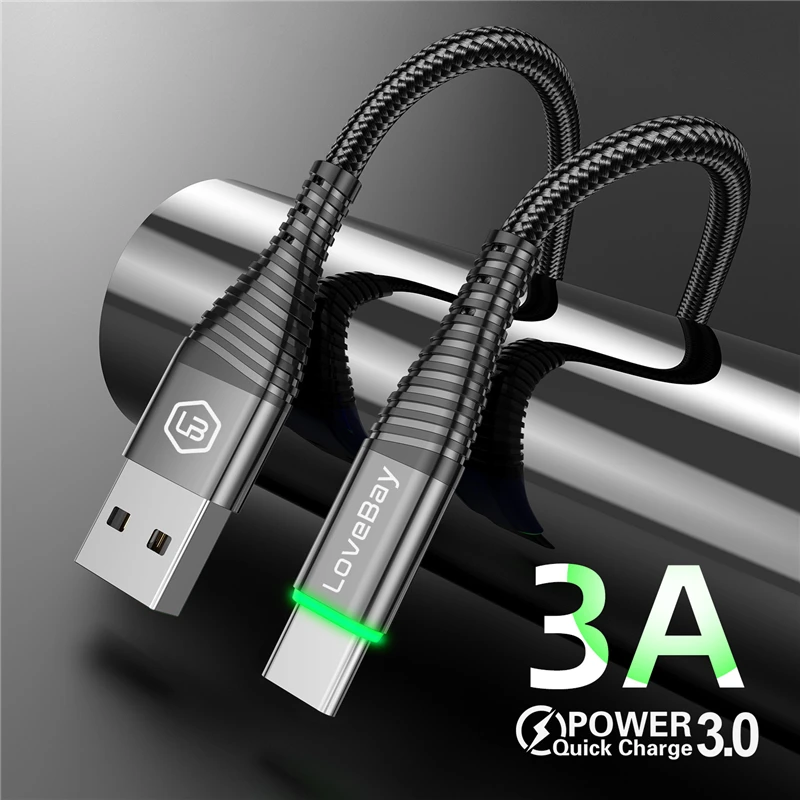 

Lovebay Type C Cable LED 3A Micro USB Cable 0.5M/1M/2M QC3.0 Quick Charge Wire For Xiaomi Samsung Phone Data Cable Fast Charging