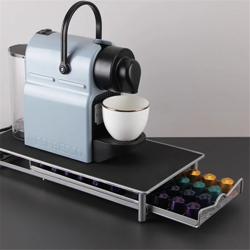 40 Pcs Coffee Capsules Holder For Nespresso Organizer Metal Stand Practical Coffee Pod Holder Storage Drawer Capsules Rack