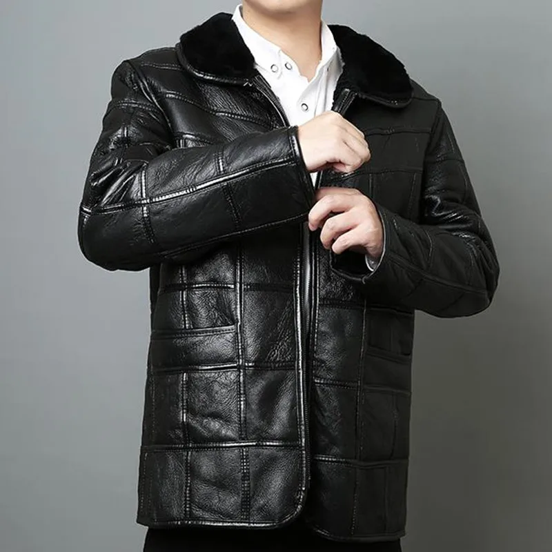 Модная теплая мужская куртка мужские клетчатые пальто с отложным воротником и