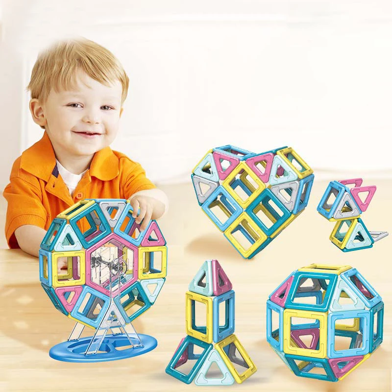 

Конструктор Магнитный детский, строительный блок-пазл, магнитный ферромагнитный детский сборный игрушечный подарок, 58 шт.