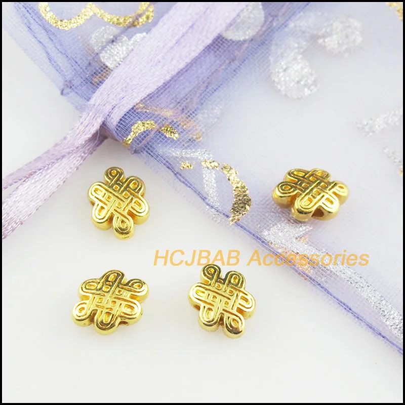 New 40Pcs Gold Color Flower Chinese Knot Spacer Beads Charms 7x10mm | Украшения и аксессуары