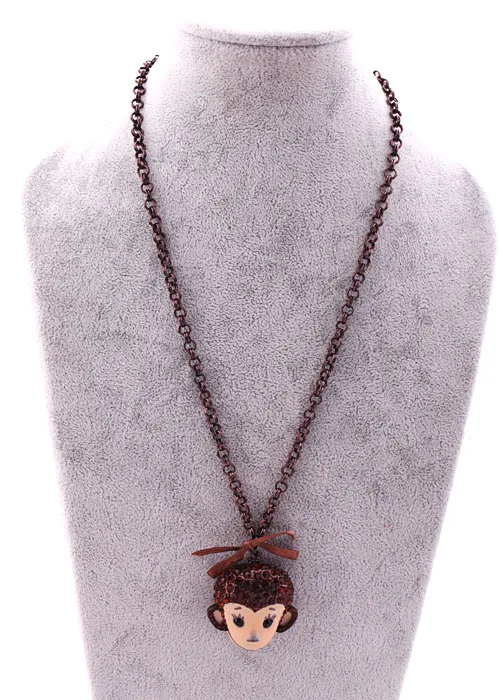 New Fashion Jewelry Red Crystal Monkey Winter Long Necklace For Women Girls Boys Gifts Retro Cute | Украшения и аксессуары