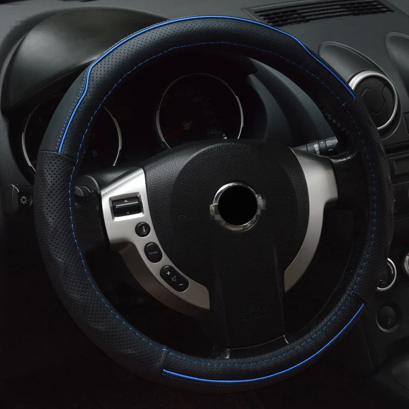 

Car-Styling Car Truck Genuine Leather Steering Wheel Cover 38cm for ford focus 2 / BMW / volkswagen Interior accessories