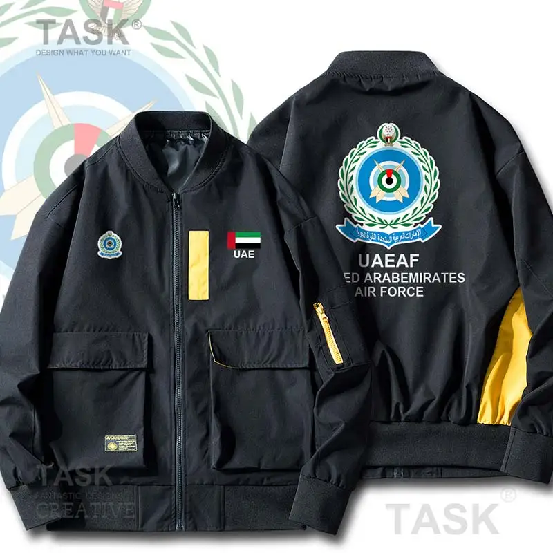 

Military Army Jackets Air Force United Arab Emirates ARE UAE Emirati AE Bomber jacket Hit Color Streetwear baseball jacket Coat